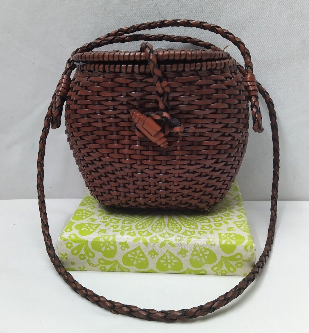 Ann Taylor Brown Woven Leather Saddle Crossbody Bag